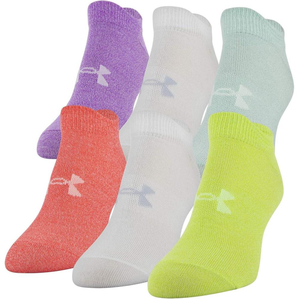 imageUnder Armour womens Essential 20 No Show Socks 6pairs DiscontinuedLime FizzWhite