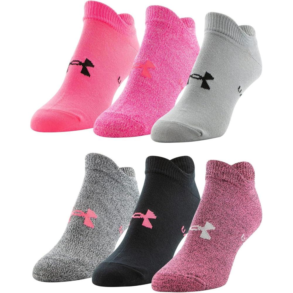 imageUnder Armour womens Essential 20 No Show Socks 6pairs DiscontinuedPink PunkAssorted