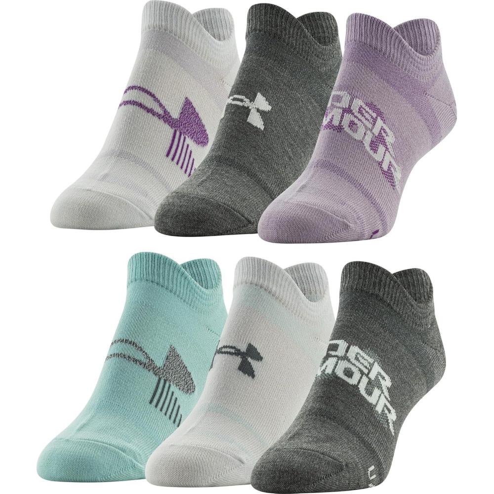 imageUnder Armour womens Essential 20 No Show Socks 6pairs DiscontinuedPitch Gray Assorted Lockedin Fit