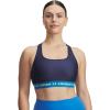 imageUnder Armour Womens Crossback Mid Impact Sports Bra403 Washed Navy  Blue Atlantis  High Vis Yellow