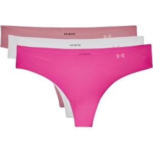imageUnder Armour Womens 3pack Pure Stretch No Show Thong Underwear Allday Comfort ampamp Ultrasoft Fit697 Pink Elixir  Halo Gray  Rebel Pink