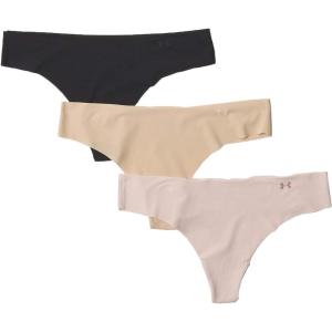 imageUnder Armour Womens 3pack Pure Stretch No Show Thong Underwear Allday Comfort ampamp Ultrasoft FitBlack 004Dash Pink