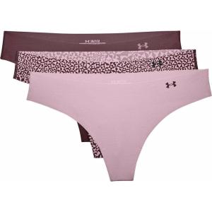 imageUnder Armour Womens 3pack Pure Stretch No Show Thong Underwear Allday Comfort ampamp Ultrasoft FitMauve Pink 698Ash Plum