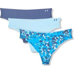 imageUnder Armour Womens 3pack Pure Stretch No Show Thong Underwear Allday Comfort ampamp Ultrasoft FitOpal Blue