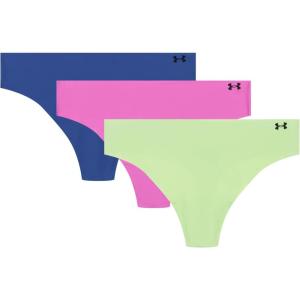 imageUnder Armour Womens 3pack Pure Stretch No Show Thong Underwear Allday Comfort ampamp Ultrasoft FitRetro GreenMagentaBlue