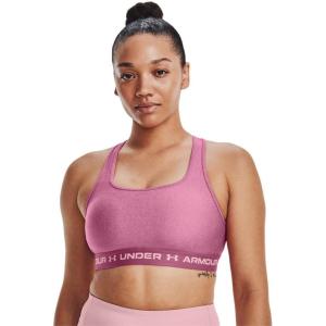 imageUnder Armour Womens Crossback Mid Impact Sports Bra669 Pace Pink Light Heather   Prime Pink