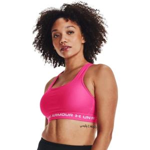 imageUnder Armour Womens Crossback Mid Impact Sports BraElectro Pink 695White