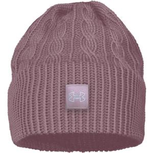 imageUnder Armour Womens Halftime Cable Knit Beanie697 Pink Elixir  Pink Elixir  Halo Gray