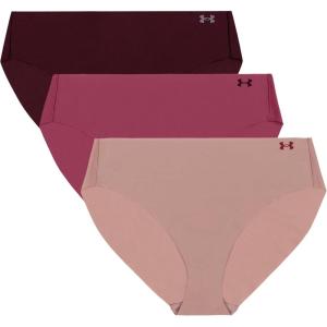 imageUnder Armour womens 3pack Pure Stretch No Show Bikini Underwear Allday Comfort ampamp Ultrasoft FitTourmaline Pink