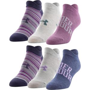 imageUnder Armour womens Essential 20 Lightweight No Show Socks 6pairsAurora Purple Assorted