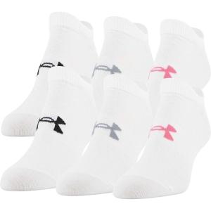 imageUnder Armour womens Essential 20 Lightweight No Show Socks 6pairsWhiteCerise Assorted