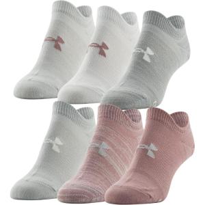imageUnder Armour womens Essential 20 No Show Socks 6pairs DiscontinuedPink Elixir Assorted Lockedin Fit