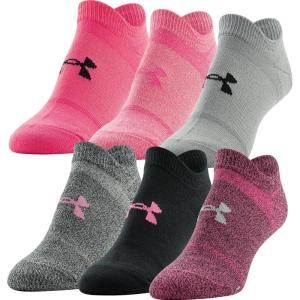 imageUnder Armour womens Essential 20 No Show Socks 6pairs DiscontinuedPink Punk Assorted Lockedin Fit