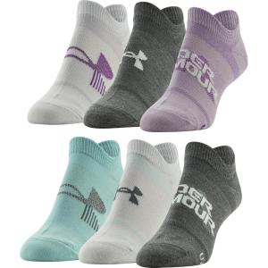 imageUnder Armour womens Essential 20 No Show Socks 6pairs DiscontinuedPitch Gray Assorted Lockedin Fit