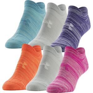imageUnder Armour womens Essential 20 No Show Socks 6pairs DiscontinuedRebel Pink Assorted Lockedin Fit