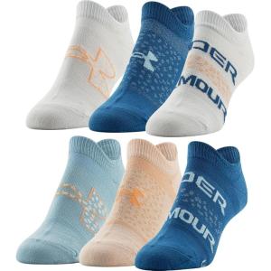 imageUnder Armour womens Essential 20 No Show Socks 6pairs DiscontinuedVarsity Blue Assorted Lockedin Fit