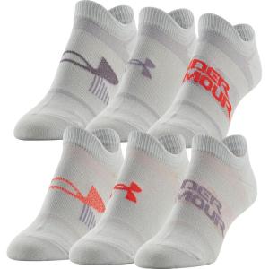 imageUnder Armour womens Essential 20 No Show Socks 6pairs DiscontinuedWhiteFresh Orchid Assorted Lockedin Fit