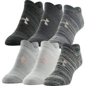 imageUnder Armour womens Essential 20 No Show Socks 6pairs DiscontinuedWhiteHalo Gray Assorted Lockedin Fit
