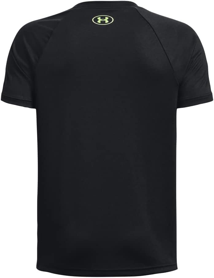 imageUnder Armour Boys Tech Big Logo Short Sleeve TShirt004 Black   Lime Surge