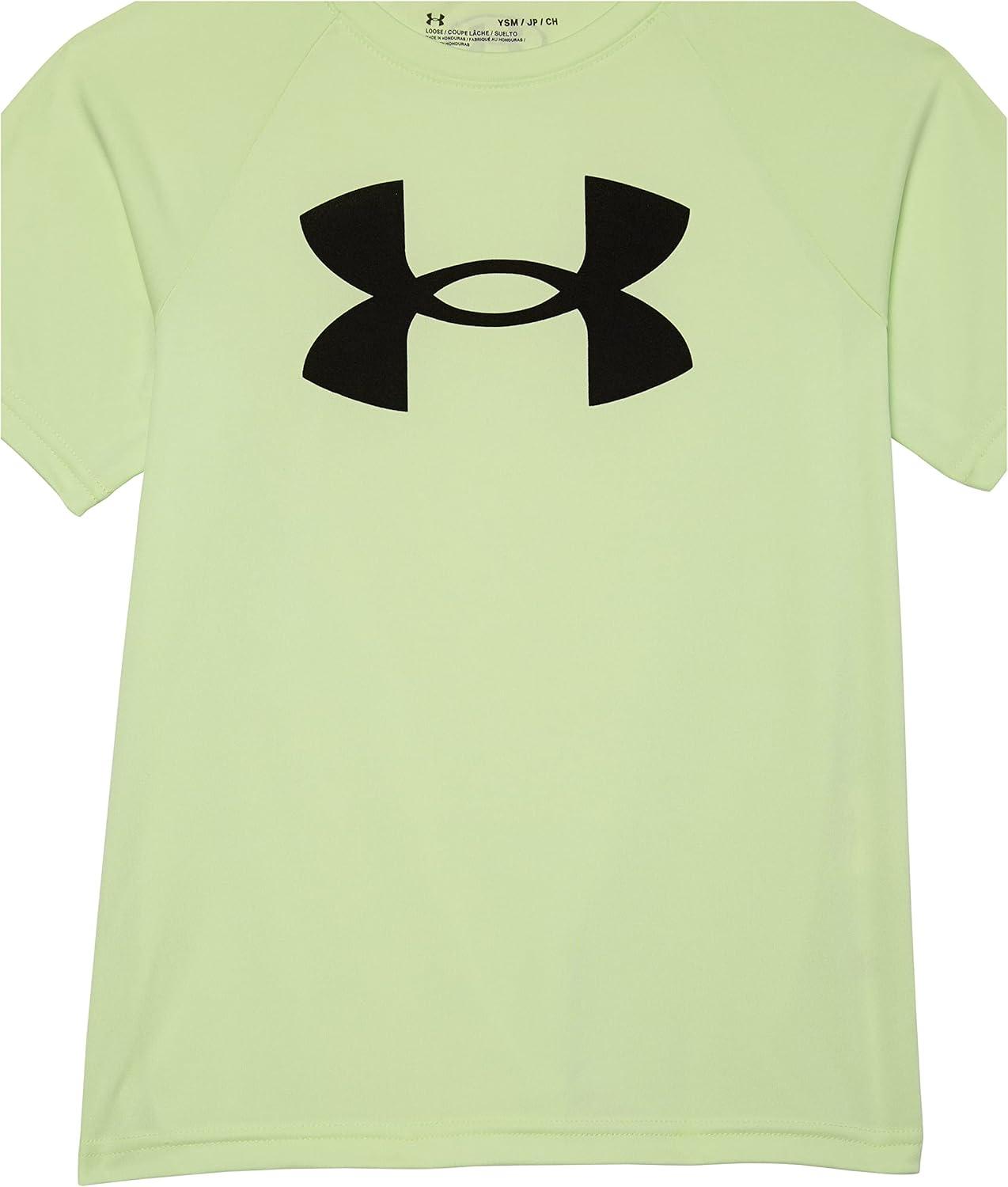 imageUnder Armour Boys Tech Big Logo Short Sleeve TShirt369 Phosphor Green   Black
