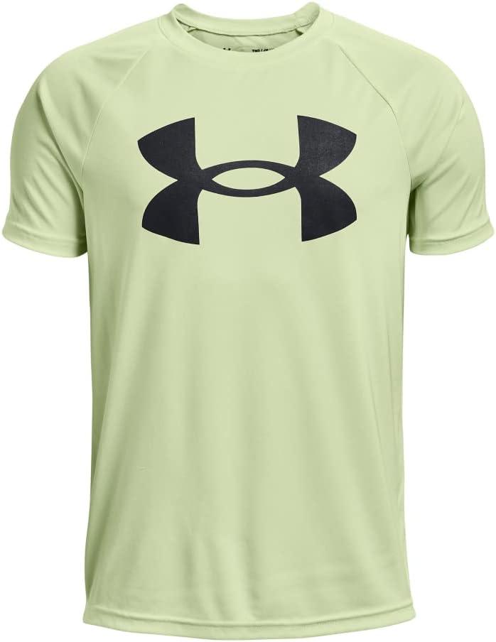 imageUnder Armour Boys Tech Big Logo Short Sleeve TShirt369 Phosphor Green   Black