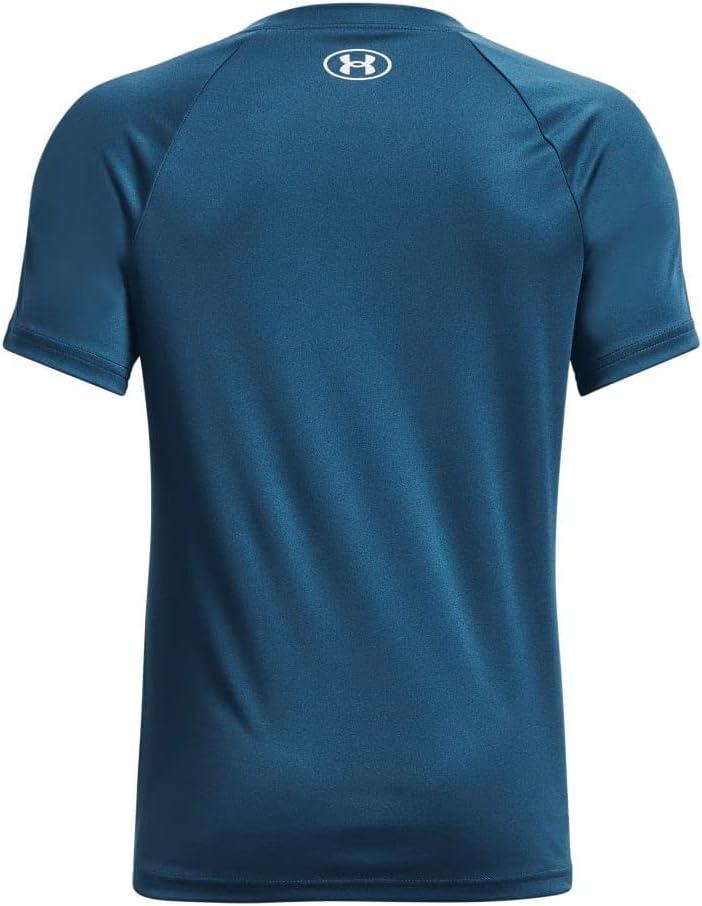 imageUnder Armour Boys Tech Big Logo Short Sleeve TShirt437 Petrol Blue   White