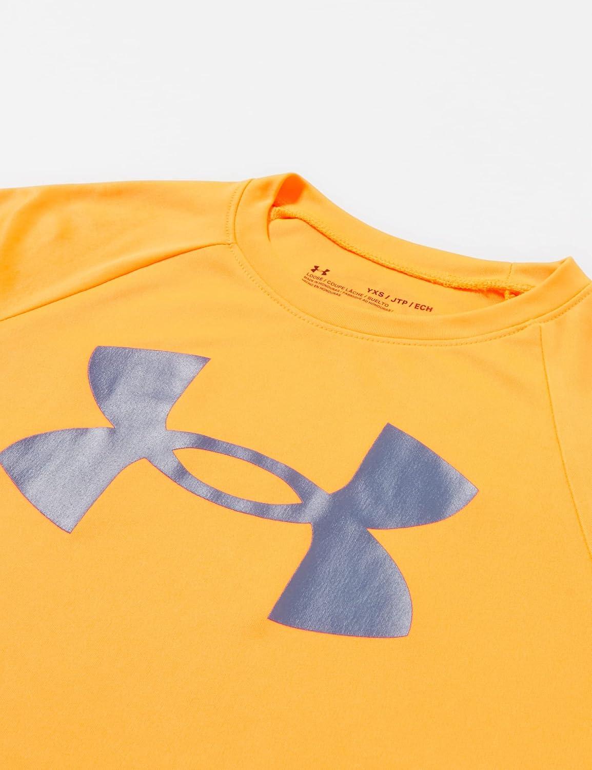 imageUnder Armour Boys Tech Big Logo Short Sleeve TShirtBlaze Orange 826Utility Blue