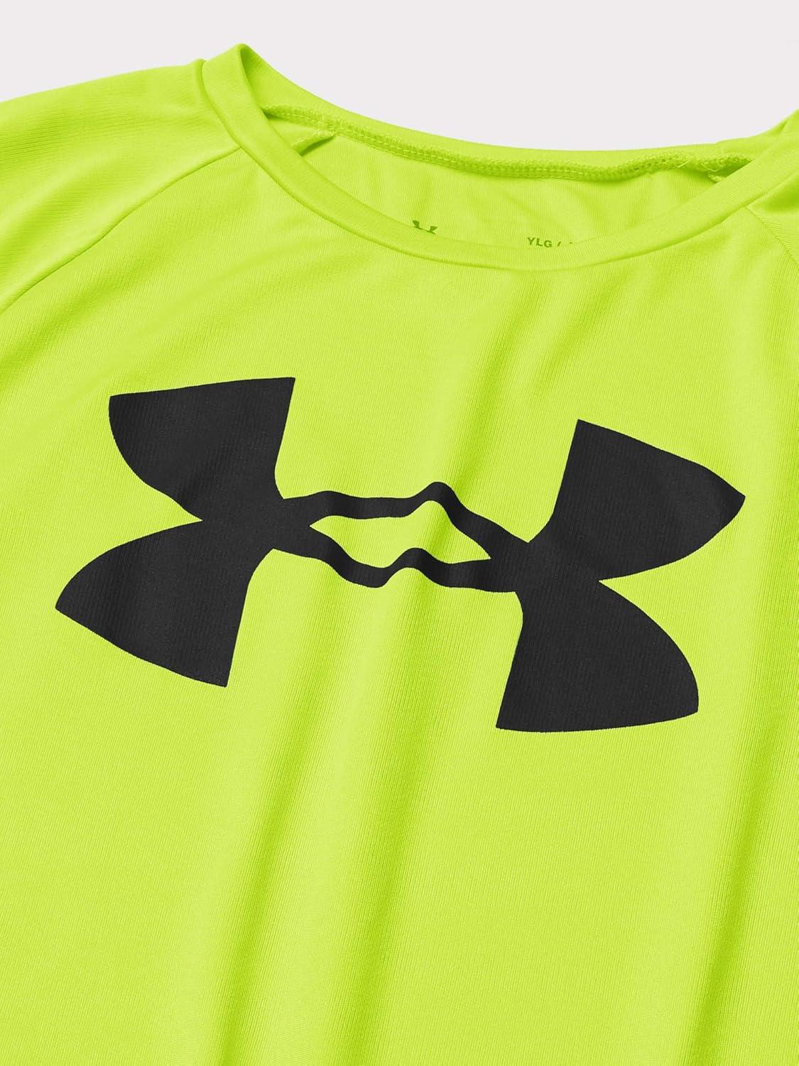 imageUnder Armour Boys Tech Big Logo Short Sleeve TShirtHighvis Yellow 731Black