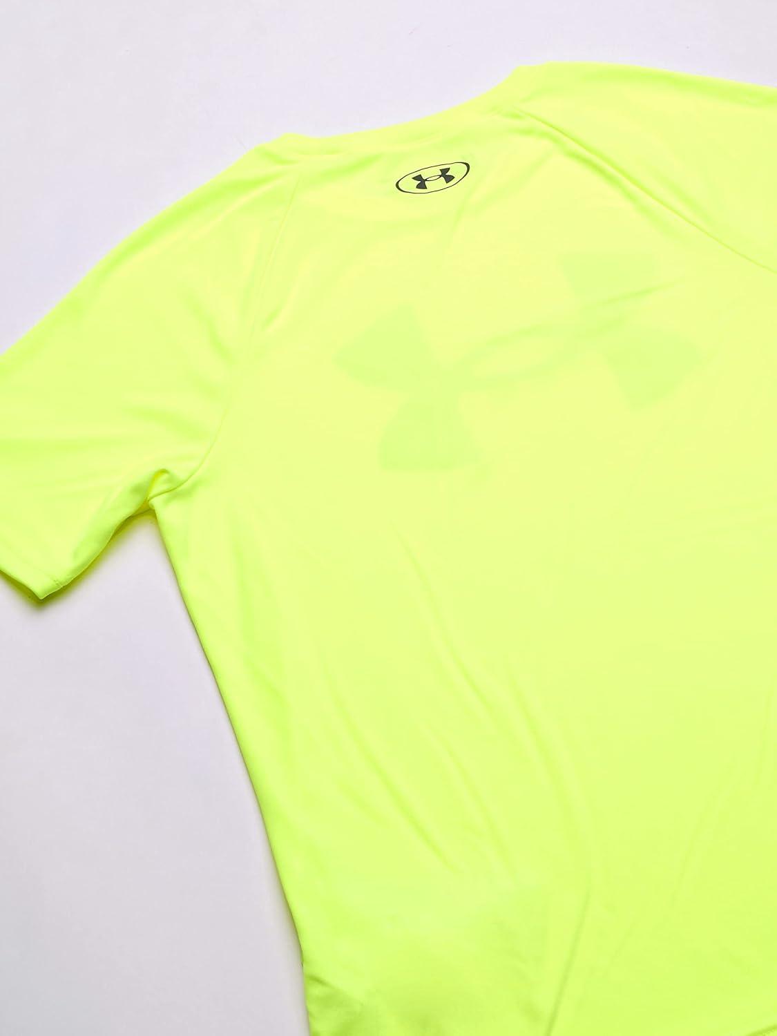 imageUnder Armour Boys Tech Big Logo Short Sleeve TShirtHighvis Yellow 732Pitch Gray
