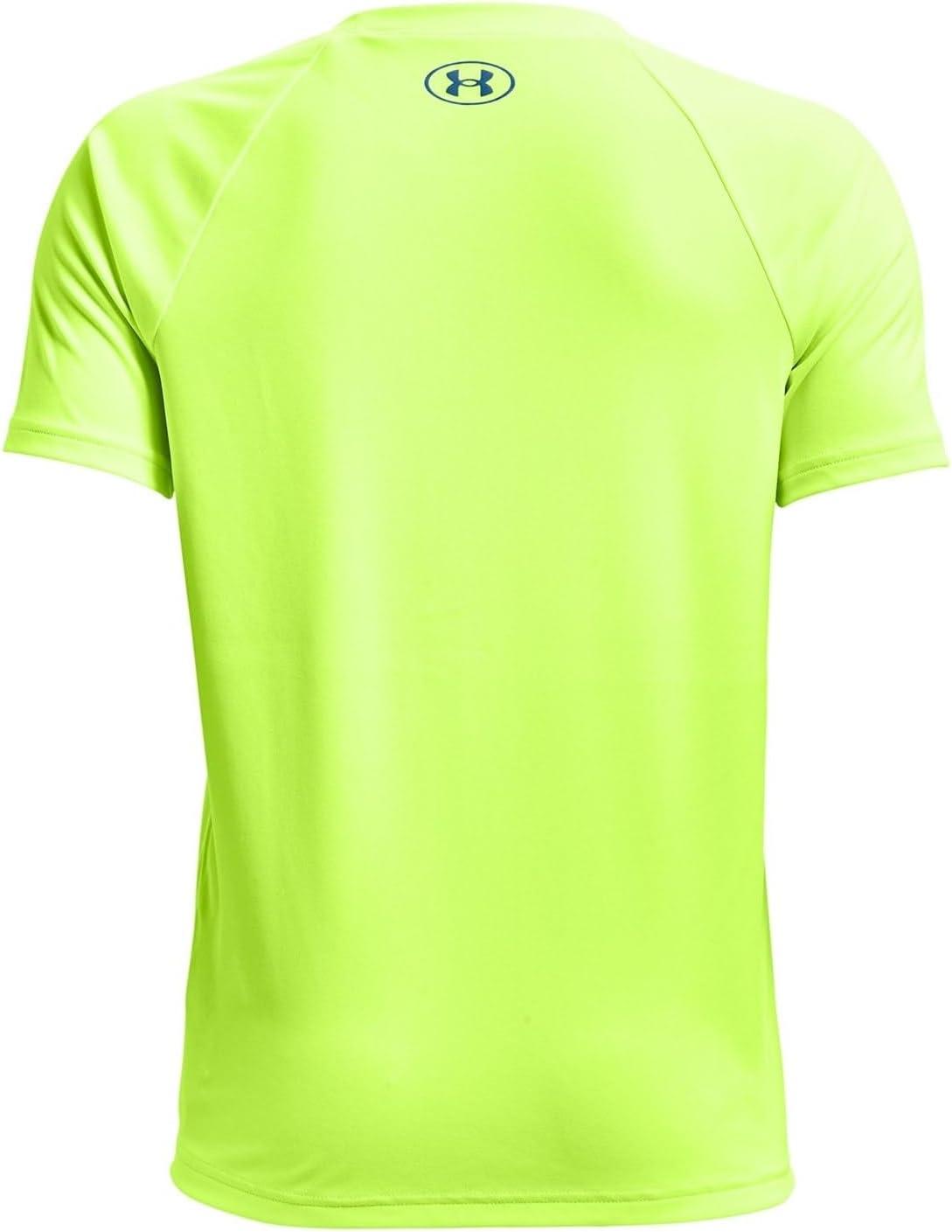 imageUnder Armour Boys Tech Big Logo Short Sleeve TShirtHighvis Yellow 733Cruise Blue