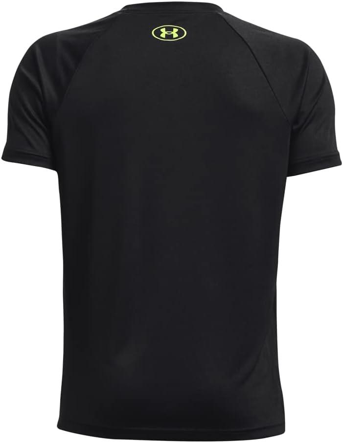 imageUnder Armour Boys Tech Hybrid Printed Fill ShortSleeve TShirt007 Black   Lime Surge