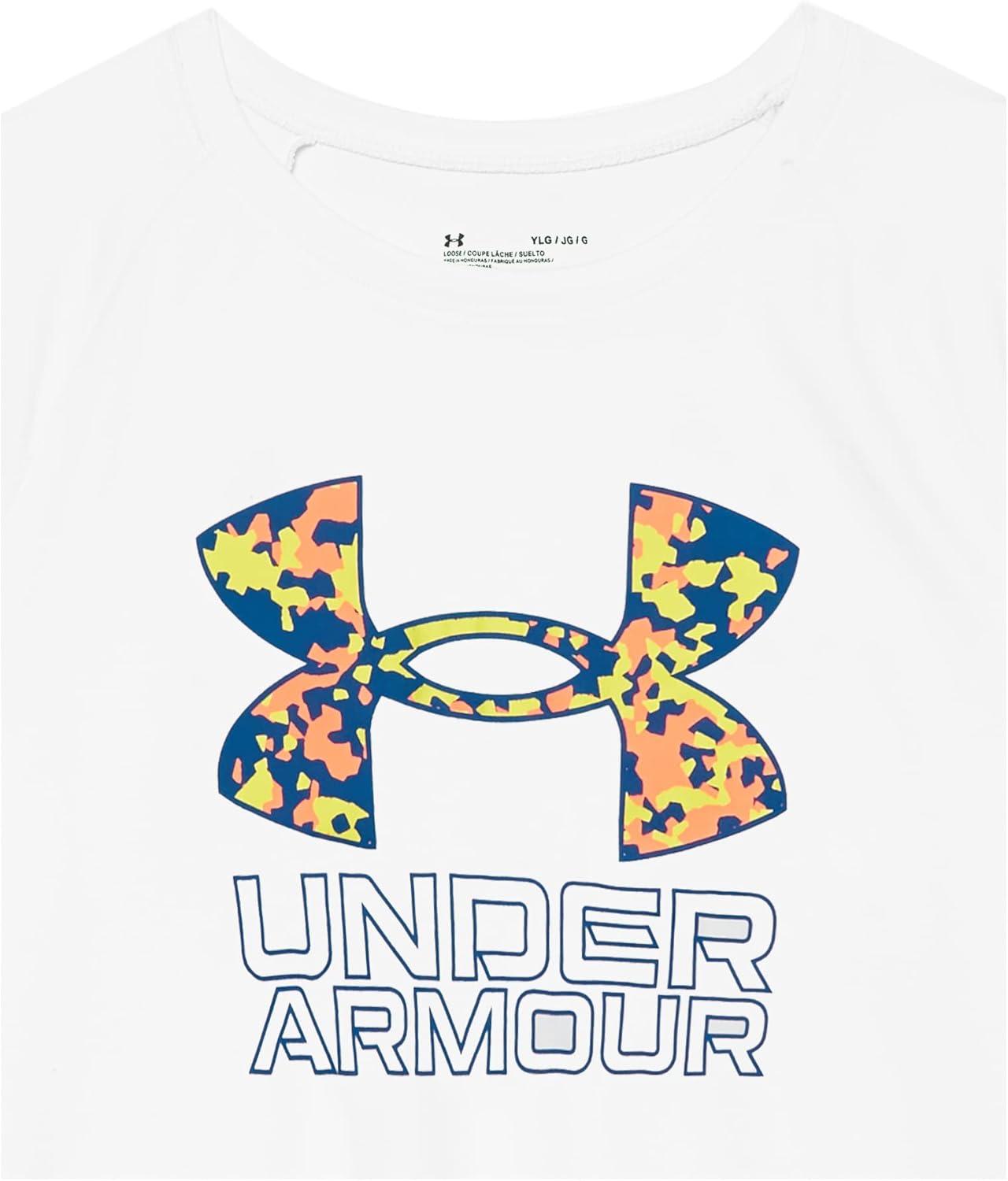 imageUnder Armour Boys Tech Hybrid Printed Fill ShortSleeve TShirt008 Gray Mist   Blue Mirage