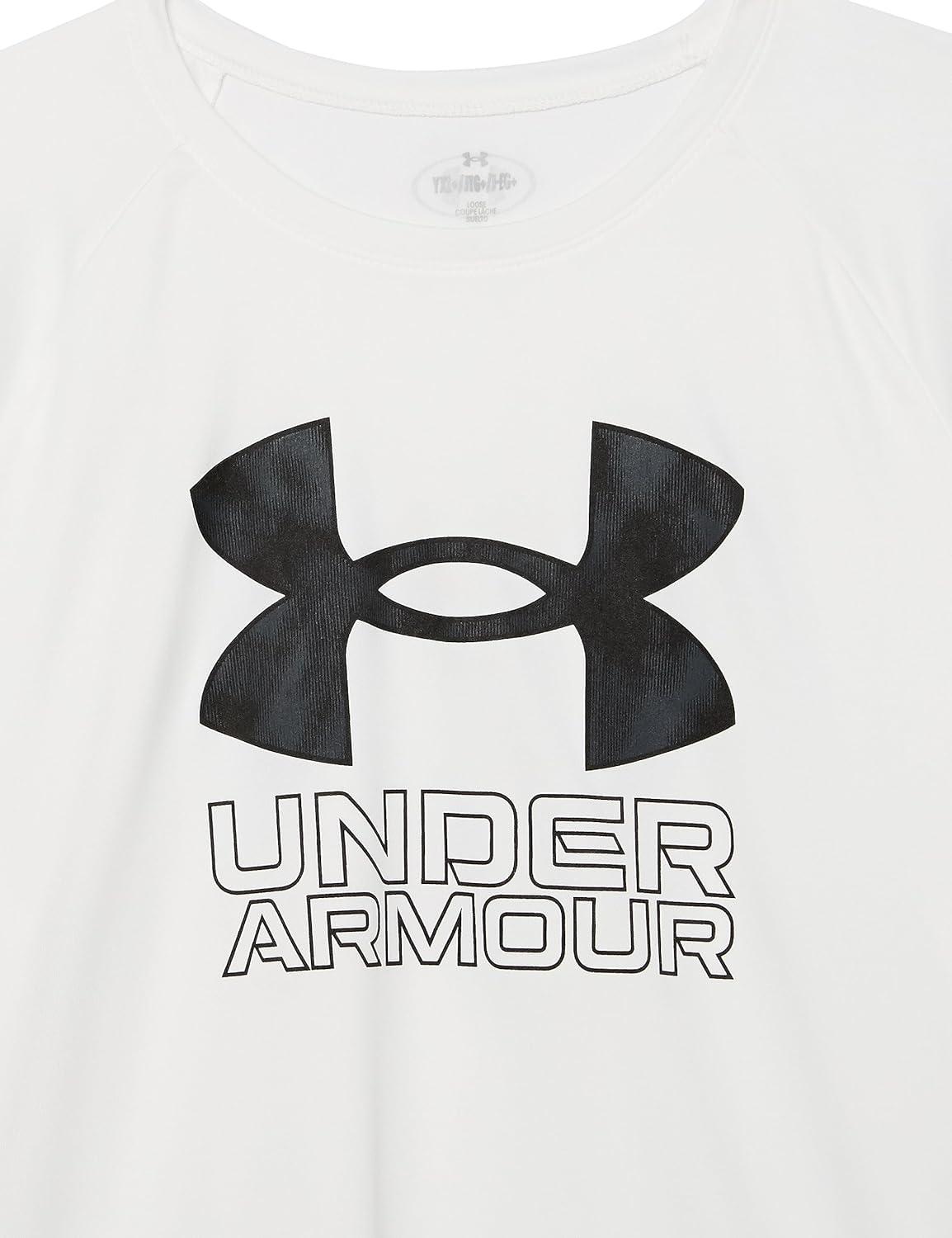 imageUnder Armour Boys Tech Hybrid Printed Fill ShortSleeve TShirt100 White   Black