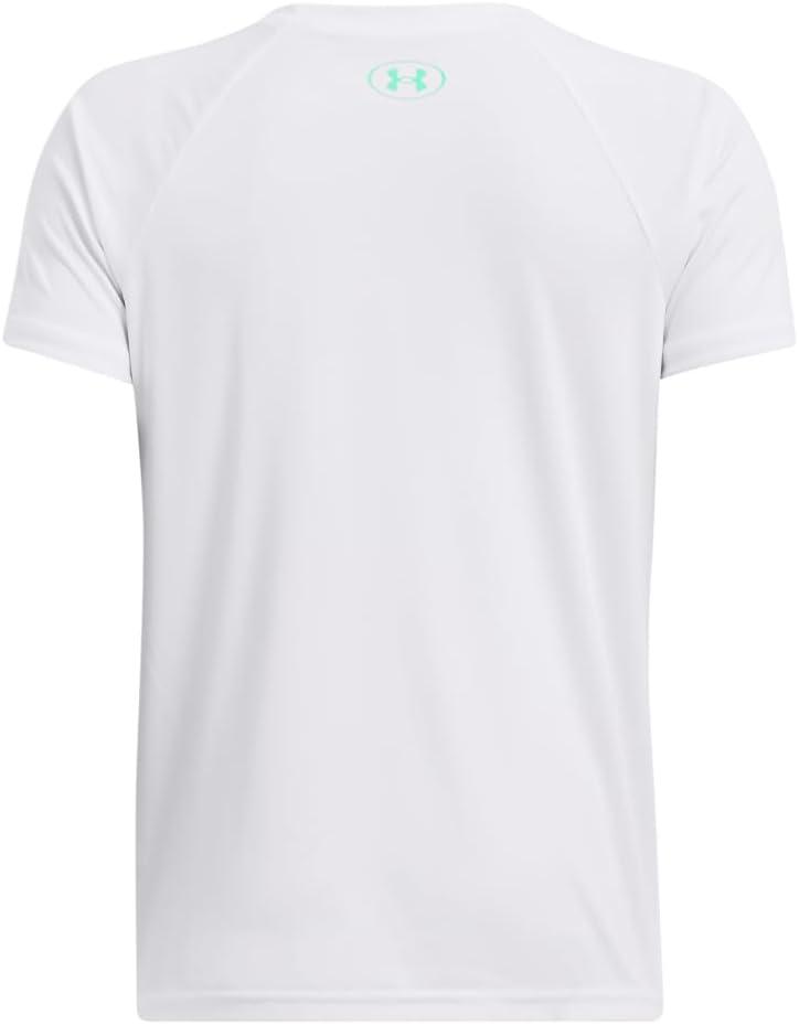 imageUnder Armour Boys Tech Hybrid Printed Fill ShortSleeve TShirt102 White   Vapor Green