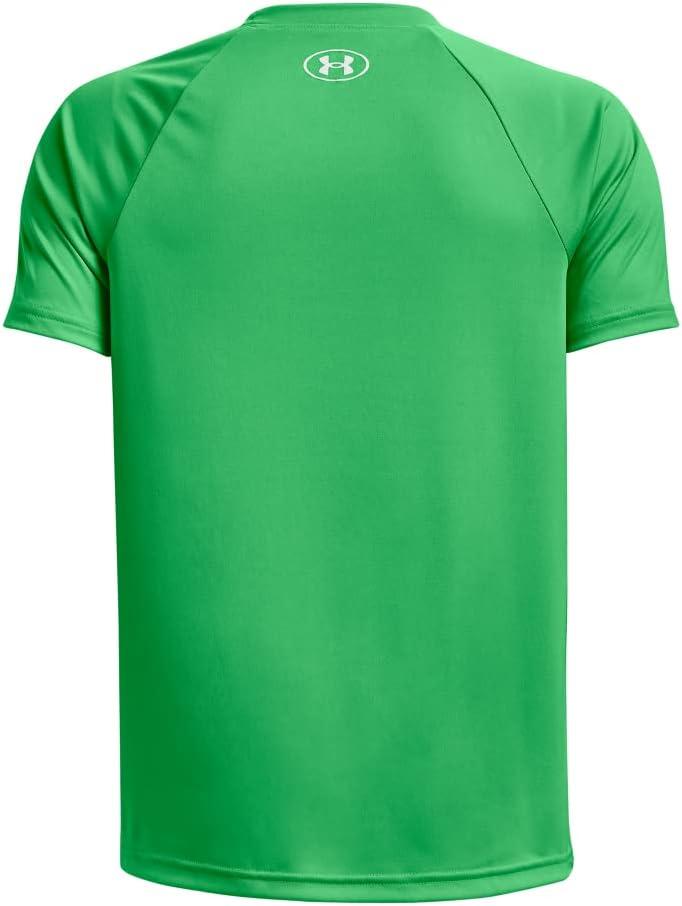 imageUnder Armour Boys Tech Hybrid Printed Fill ShortSleeve TShirt328 Extreme Green   Versa Blue