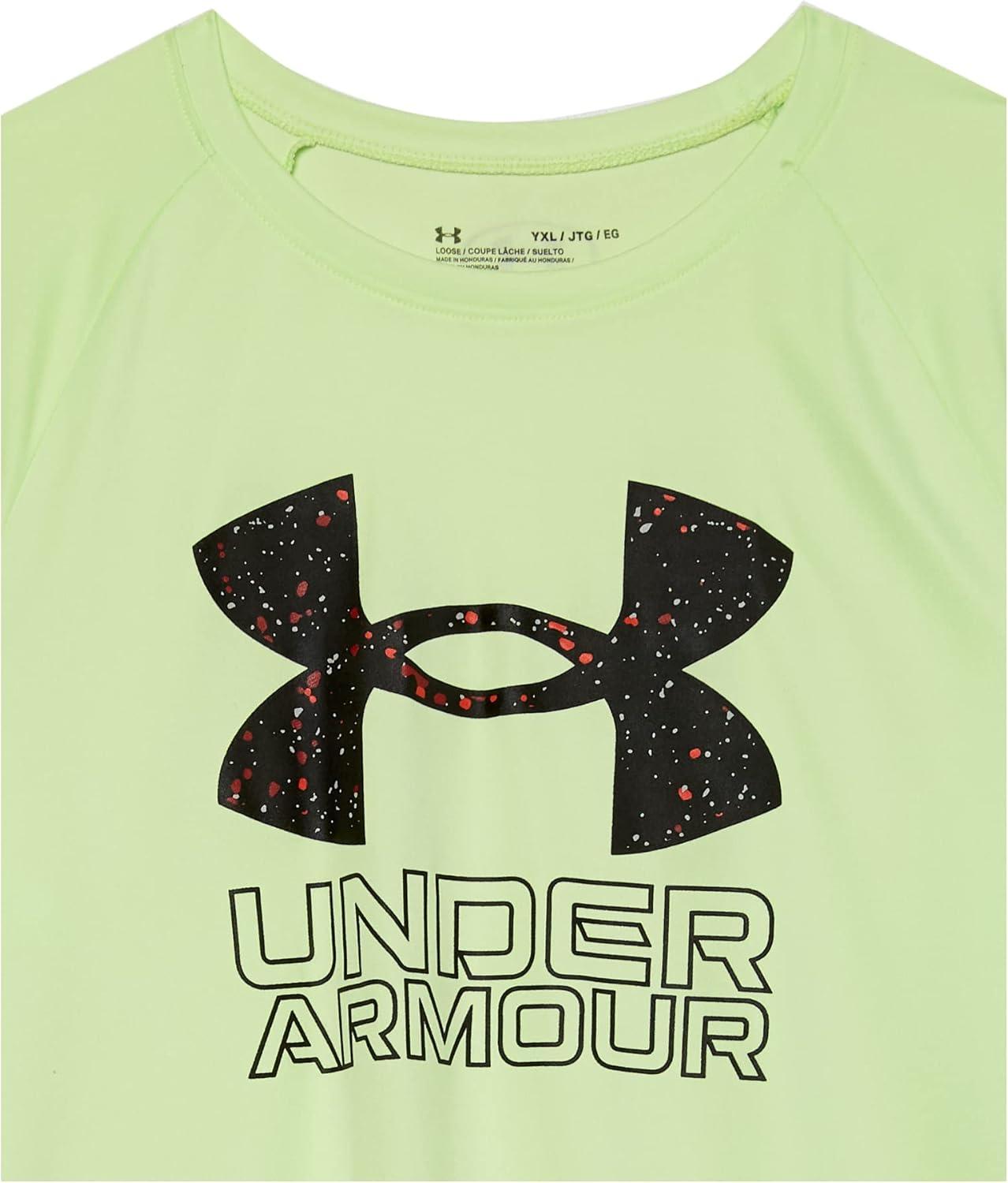imageUnder Armour Boys Tech Hybrid Printed Fill ShortSleeve TShirt369 Phosphor Green   Black