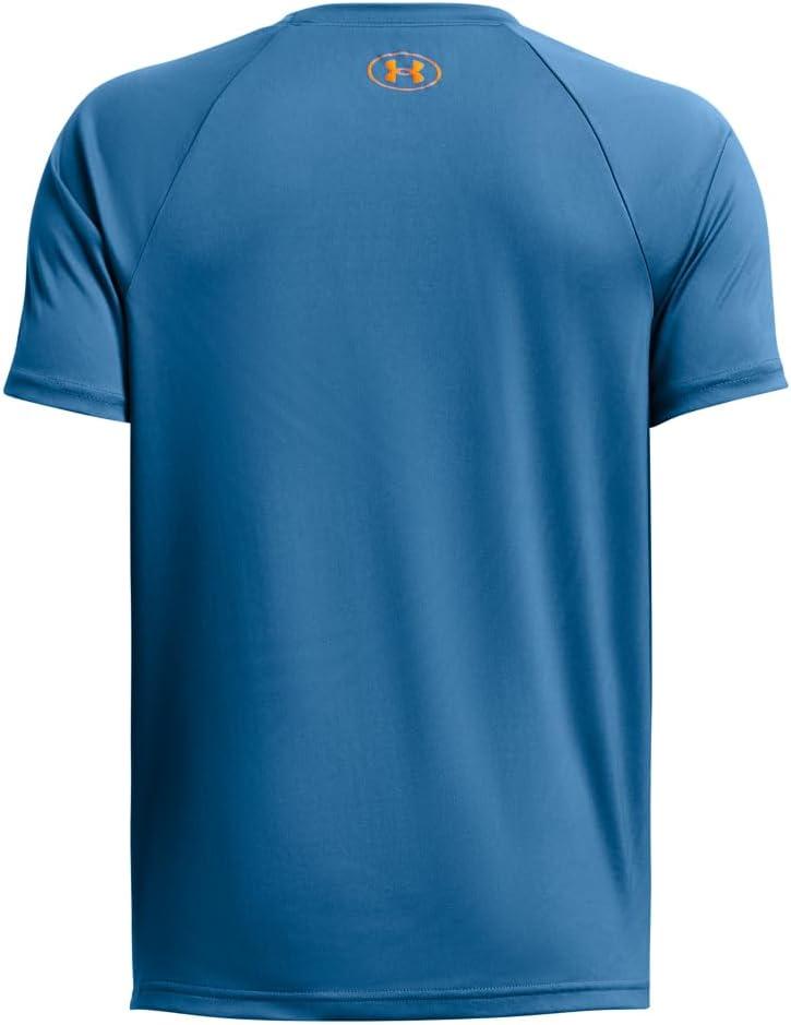 imageUnder Armour Boys Tech Hybrid Printed Fill ShortSleeve TShirt406 Photon Blue   Atomic