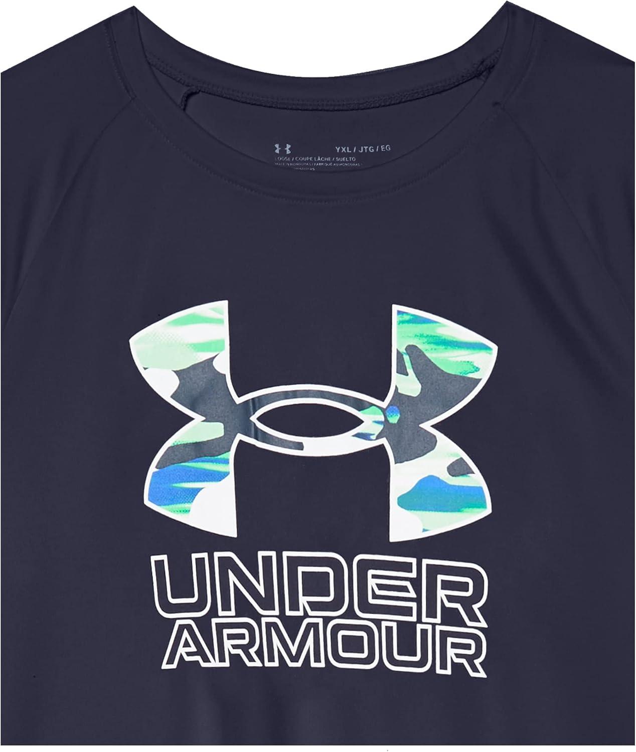imageUnder Armour Boys Tech Hybrid Printed Fill ShortSleeve TShirt410 Midnight Navy   White