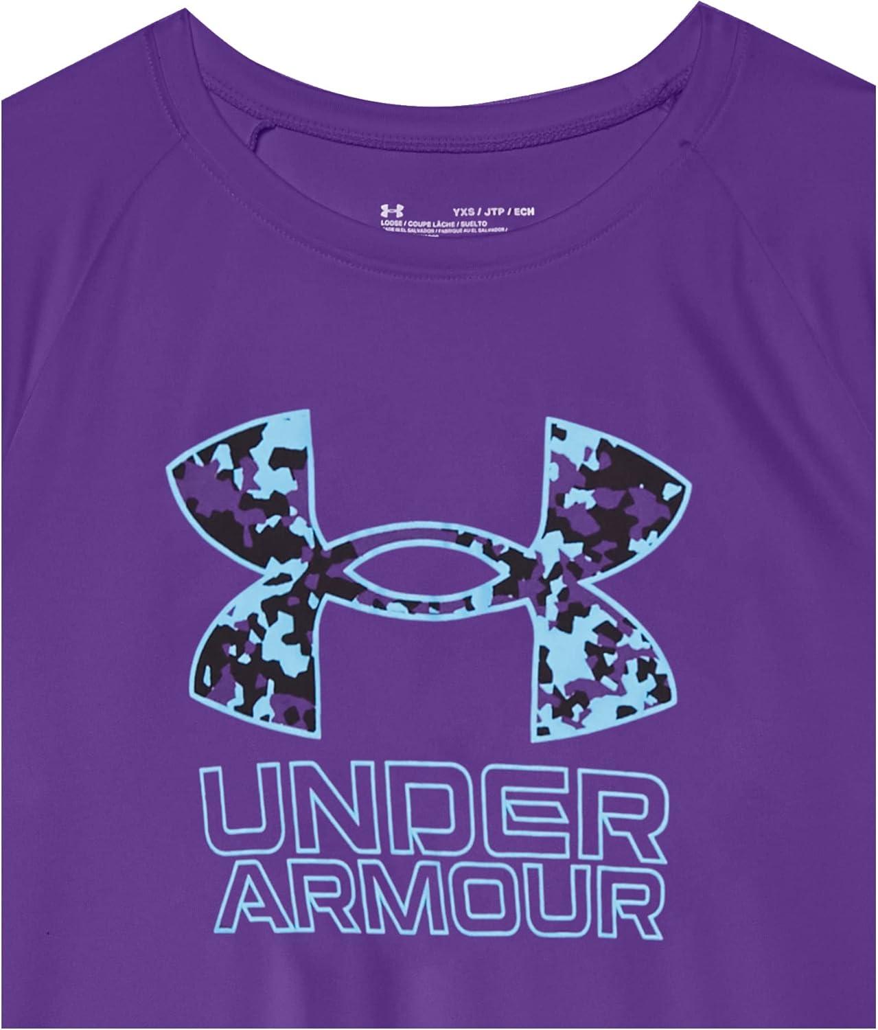 imageUnder Armour Boys Tech Hybrid Printed Fill ShortSleeve TShirt522 Galaxy Purple   Glacier Blue