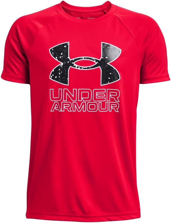 imageUnder Armour Boys Tech Hybrid Printed Fill ShortSleeve TShirt601 Red   Black
