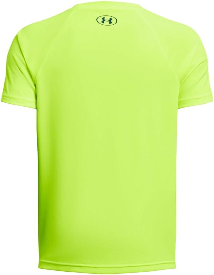 imageUnder Armour Boys Tech Hybrid Printed Fill ShortSleeve TShirt733 Highvis Yellow   Hydro Teal