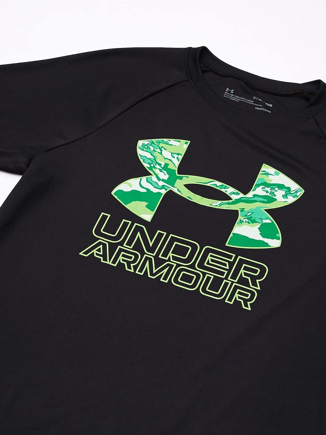 imageUnder Armour Boys Tech Hybrid Printed Fill ShortSleeve TShirtBlack 004Stadium Green