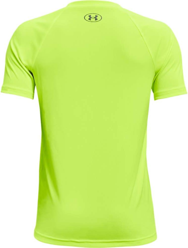 imageUnder Armour Boys Tech Hybrid Printed Fill ShortSleeve TShirtHighvis Yellow 731Pitch Gray