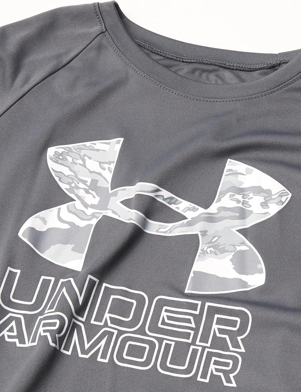 imageUnder Armour Boys Tech Hybrid Printed Fill ShortSleeve TShirtPitch Gray 013Halo Gray