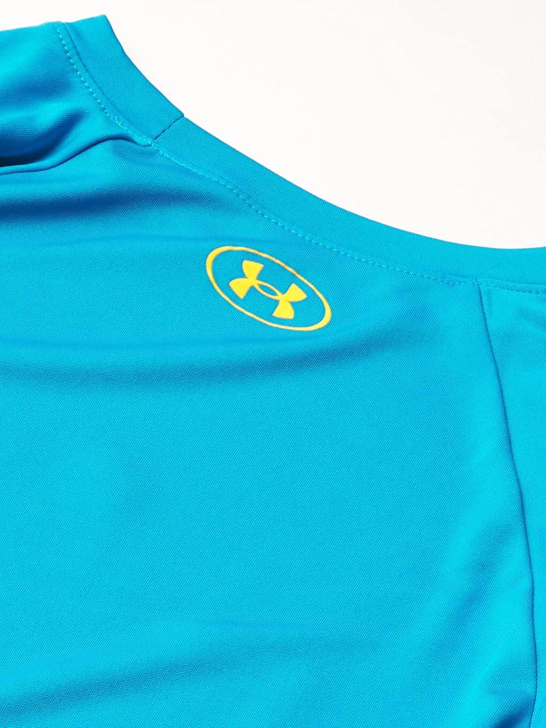 imageUnder Armour Boys Tech Hybrid Printed Fill ShortSleeve TShirtRadar Blue 422Omega Orange