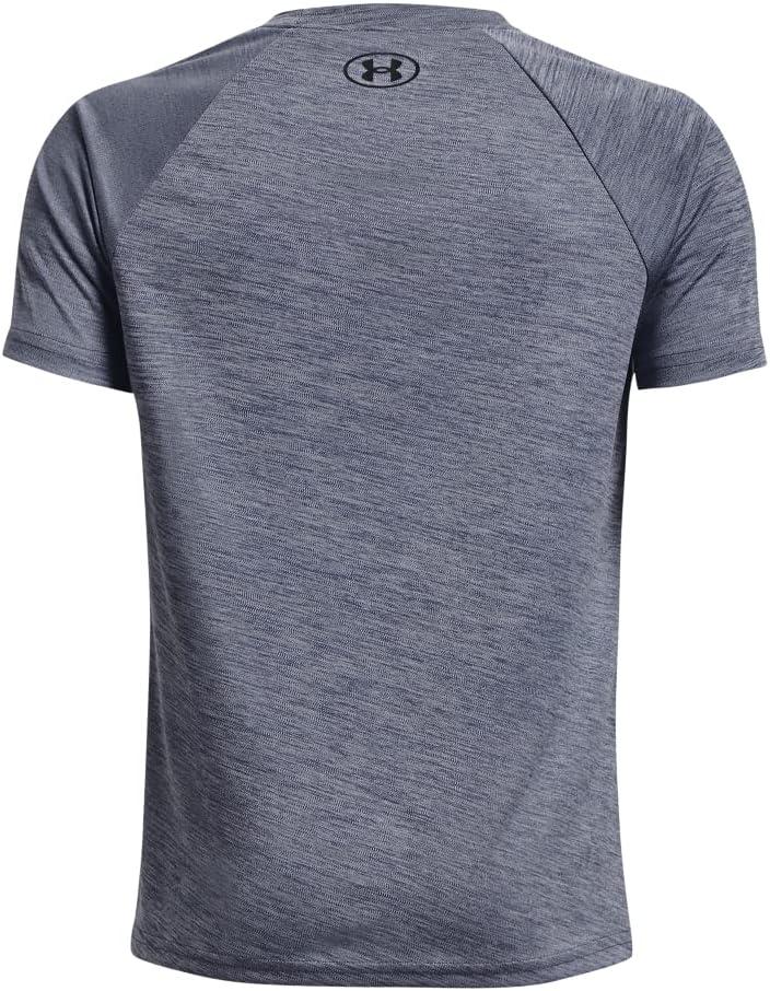 imageUnder Armour Boys Tech Split Logo Hybrid ShortSleeve TShirt044 Downpour Gray   Black