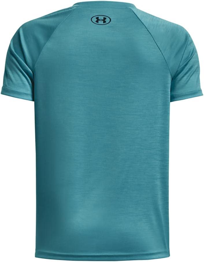 imageUnder Armour Boys Tech Split Logo Hybrid ShortSleeve TShirt433 Glacier Blue   Black