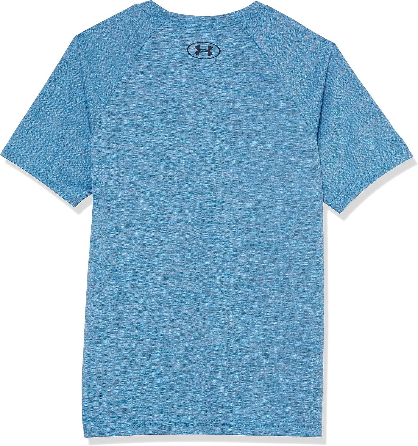 imageUnder Armour Boys Tech Split Logo Hybrid ShortSleeve TShirt467 Cosmic Blue   Midnight Navy