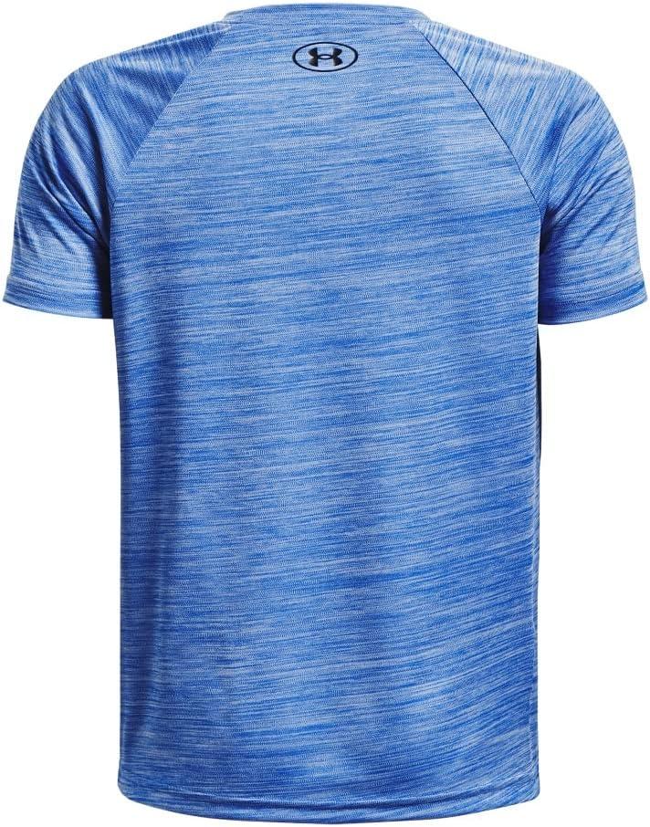imageUnder Armour Boys Tech Split Logo Hybrid ShortSleeve TShirt486 Versa Blue   Black