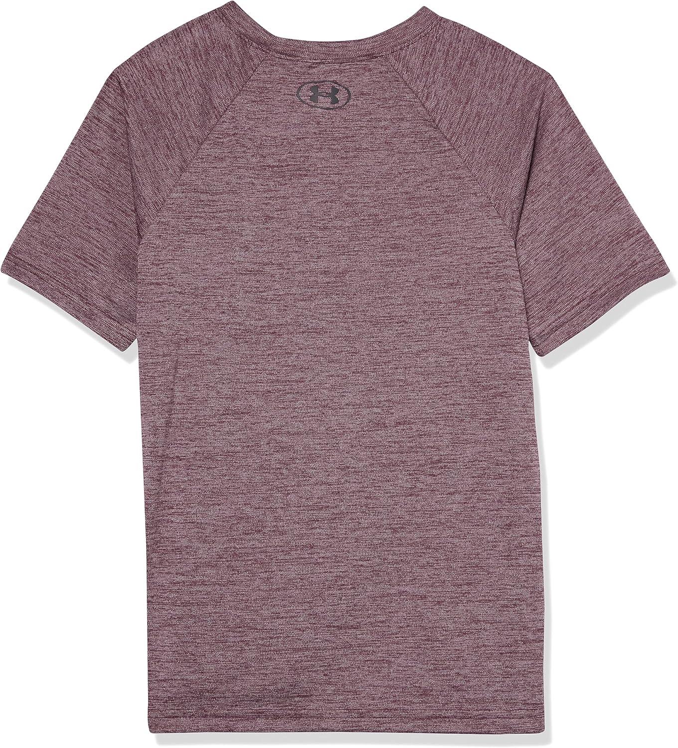 imageUnder Armour Boys Tech Split Logo Hybrid ShortSleeve TShirt603 Dark Maroon Light Heather   White
